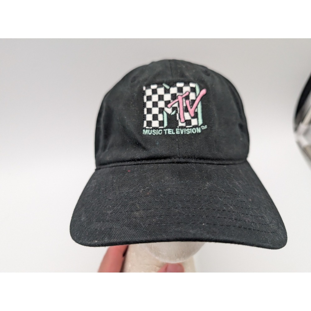 MTV Music Television Black Embroidered Logo Baseball Cap Hat 2019 Viacom
